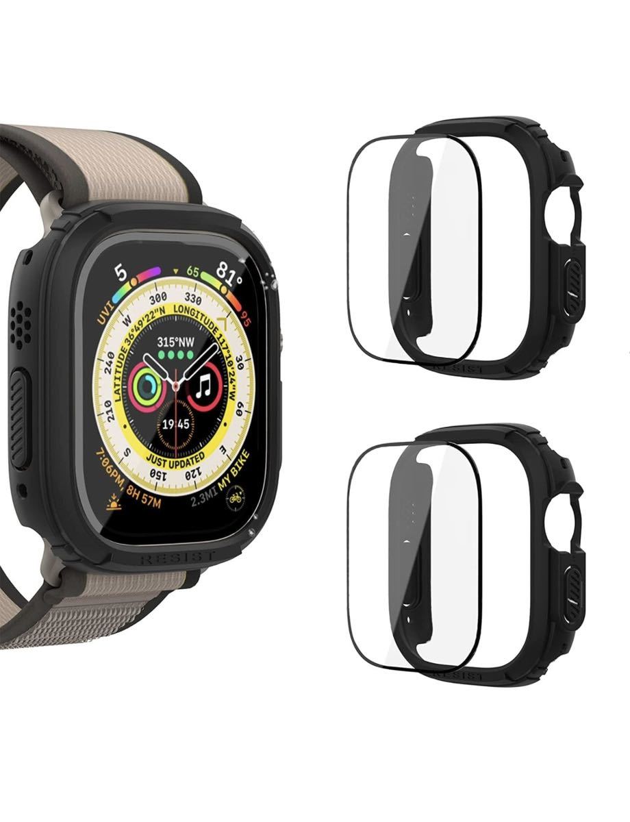 Apple Watch ultra ケース ガラスフィルム Apple Watch ultra 49mm ケース アップルウォッチカバー 保護カバー_画像1