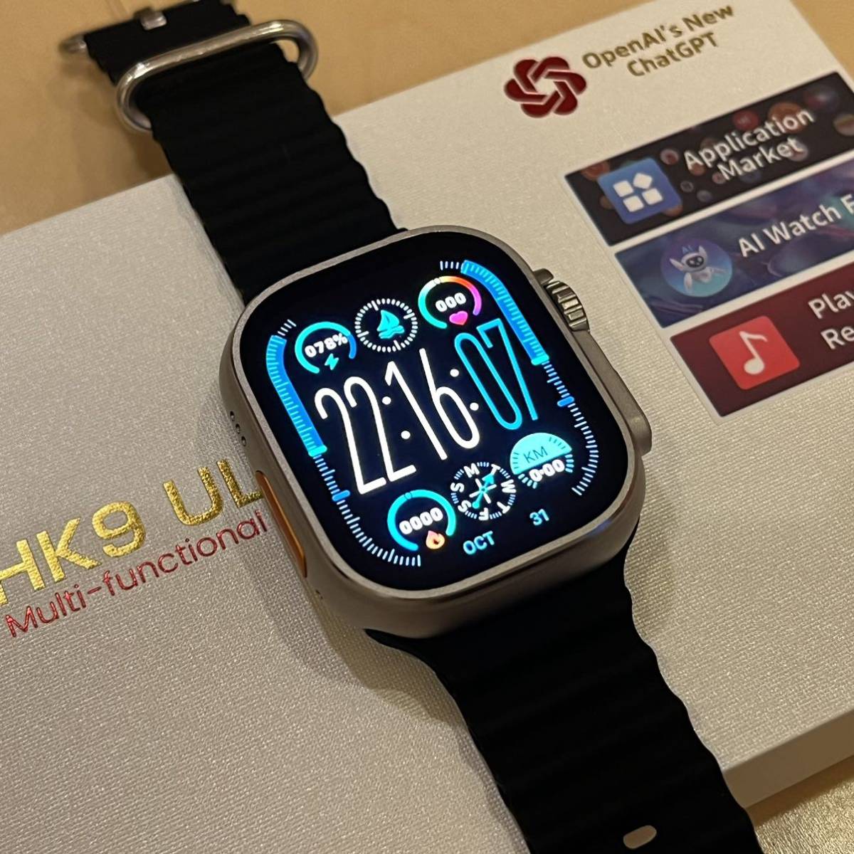 新品未開封 HK9 ULTRA2 ブラック 最新スマートウォッチ AMOLED 日本語対応　( HK8 PRO MAX ULTRA Apple  Watch )