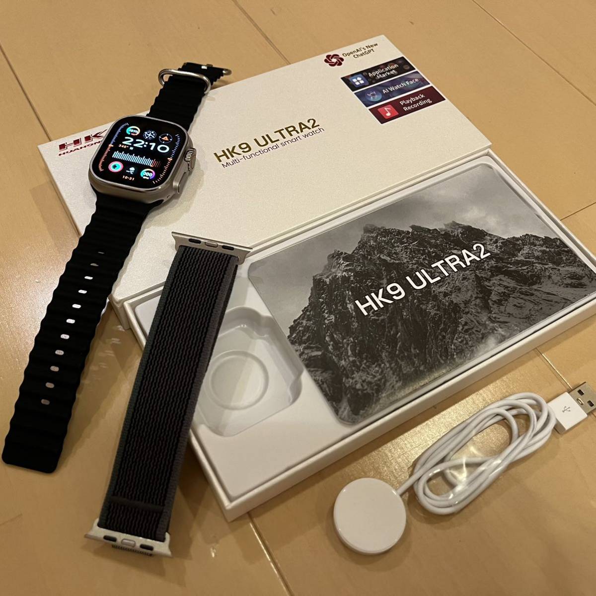 新品未開封 HK9 ULTRA2 ブラック 最新スマートウォッチ AMOLED 日本語対応　( HK8 PRO MAX ULTRA Apple  Watch )