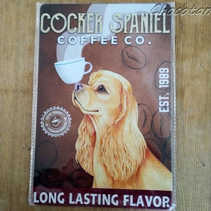 [ free shipping ] cocker spaniel ⑤ coffee metal autograph plate metal signboard [ new goods ]