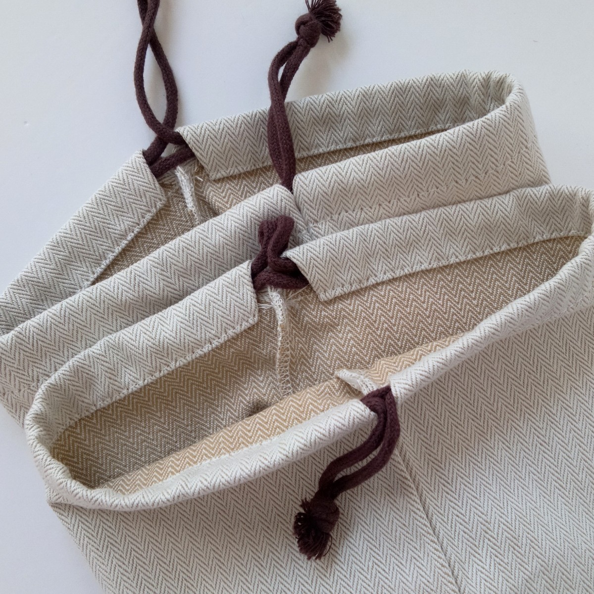 エルメス 21.5×39 保存袋 巾着袋 布袋 保管袋 収納袋 シューズ袋 靴袋 HERMES 正規品 ヘリンボーン 2枚セット_画像6