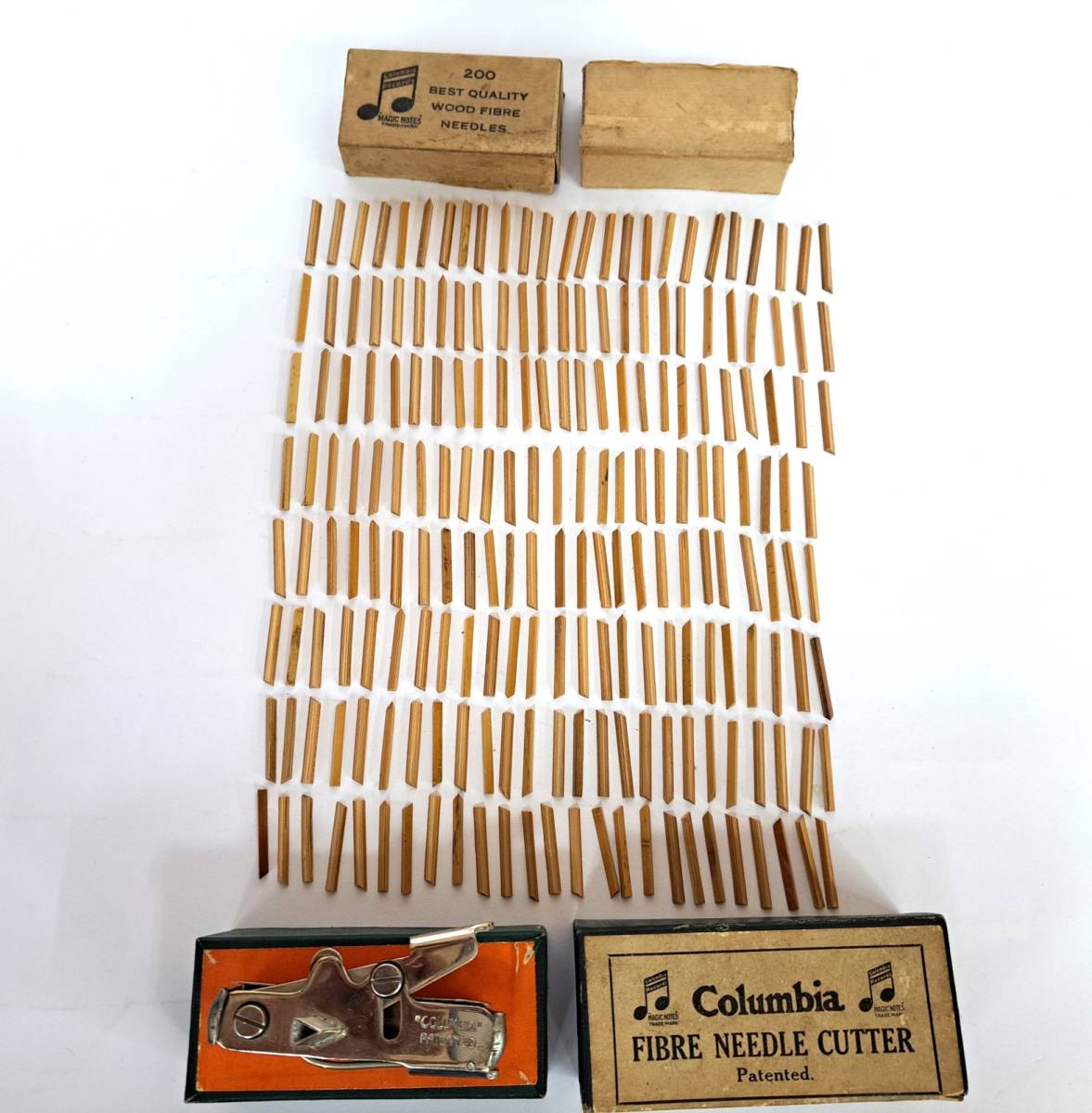 COLUMBIA NEEDLE CUTTER　 USA コロムビア コロンビア 蓄音器　蓄音機　竹針カッター箱付きと竹針大量195本_画像10