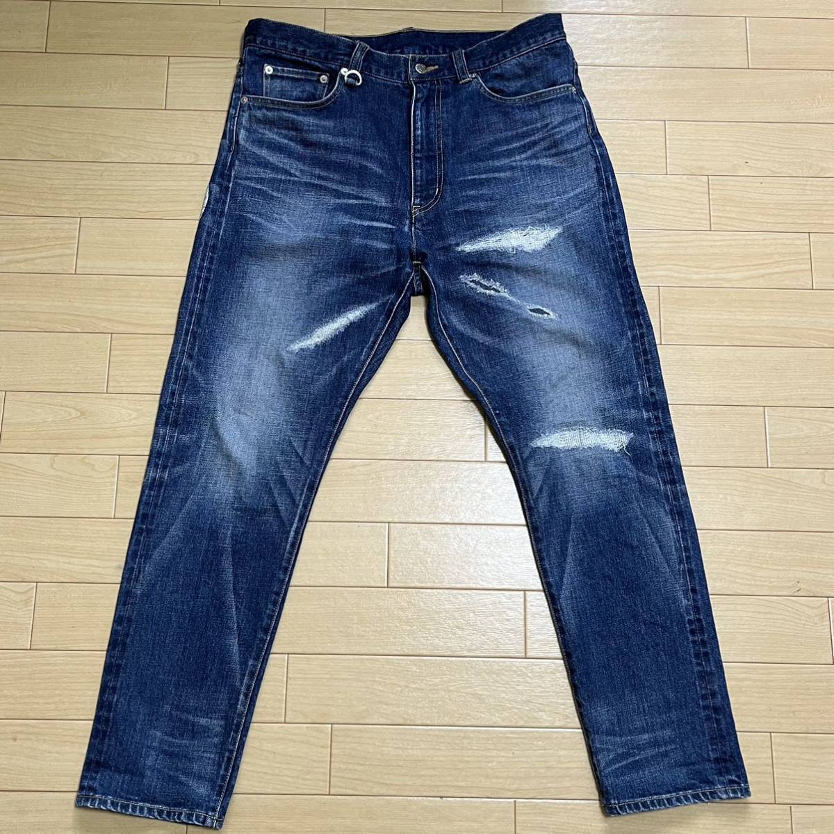 サイズ2 UNIFORM EXPERIMENT DAMAGE DENIM ユニフォームエクスペリメント ダメージデニム FRAGMENT 藤原ヒロシ SOPHNET_画像1