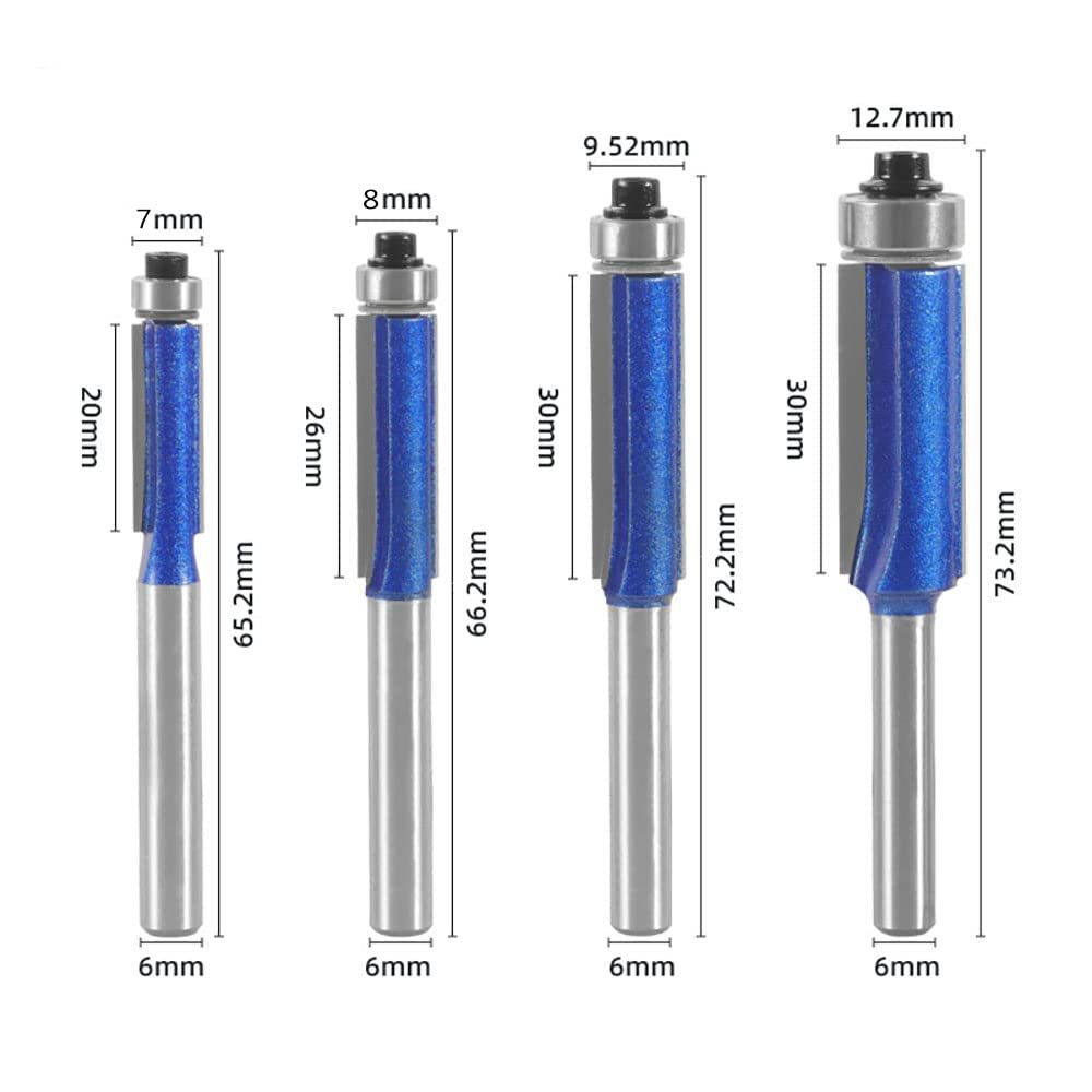 CSOOM Pro 4本入 トリマービット 軸径6mm 2刃切断ルータービット 戸板彫刻 装飾加工 木工用 切削工具 CNC彫刻機_画像2