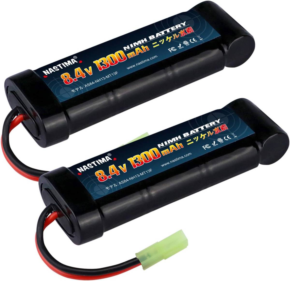 NASTIMA 電動ガン バッテリー 8.4V 1300mAh エアガン ニッケル水素バッテリー【2個セット】東京マルイ対応 次世_画像1