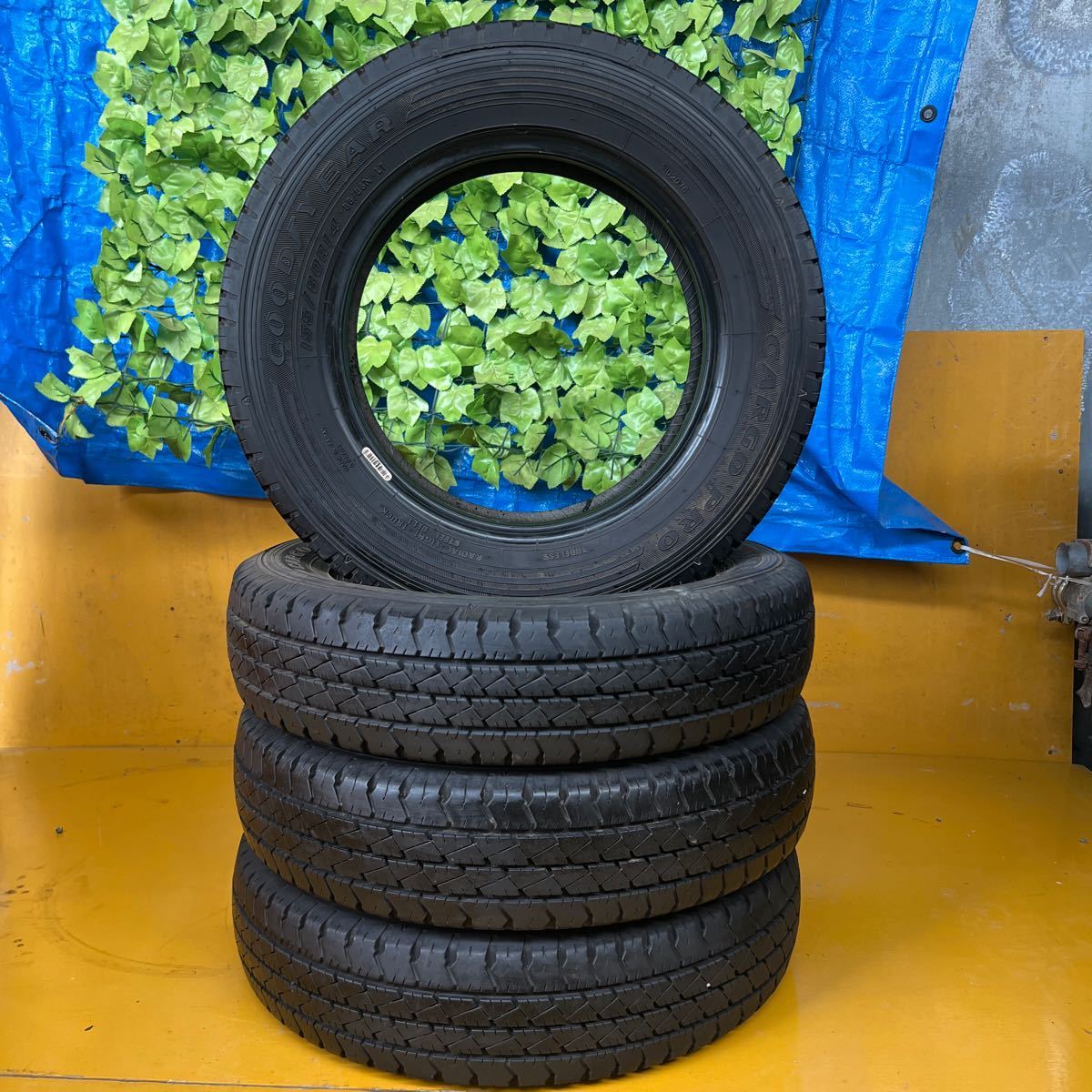 【バリ山】155/80R14 88/86N LT 2019年製 グッドイヤー CARGO PRO 4本/中古オンロード タイヤ(夏タイヤ) サクシード _画像9