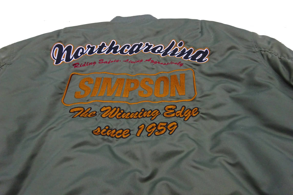 SIMPSON MA-1 LL シンプソン MA-1 中綿入りフライトジャケットセージグリーンNORIX フラッグシップ ウインタージャケット刺繍ワッペンロゴ_画像3