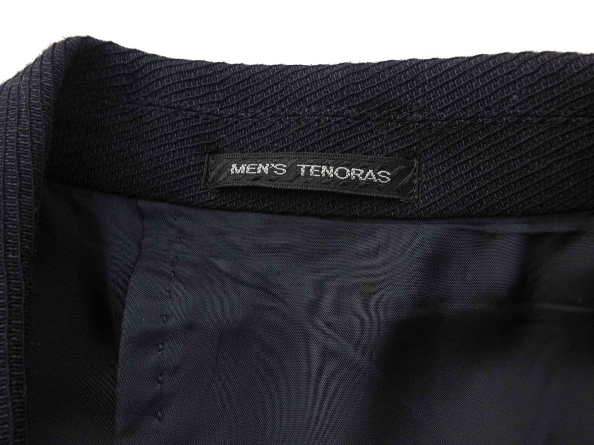 当時物　メンズ ティノラス　シングルブラック黒スーツ　3つボタン　MEN'S TENORA　サイズMパンツツータック前面模様ステッチ黒ブラック_画像8