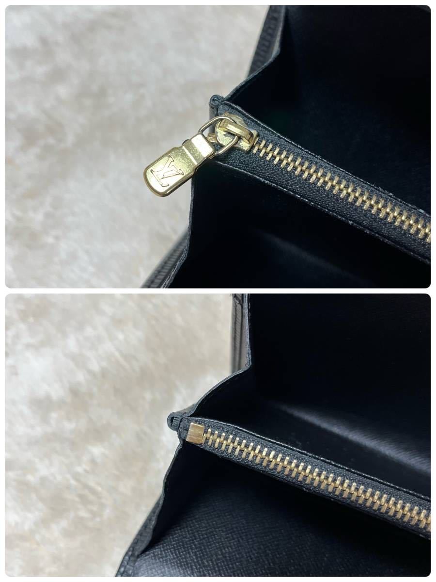 LOUIS VUITTON ルイヴィトン エピ ポルトフォイユ サラ 長財布 レザー 牛革 黒 ブラック M63742_画像8