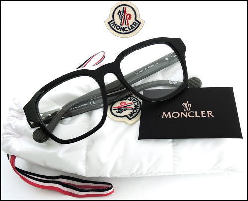 新品 MONCLER ML5156 モンクレール・アイウェア ロゴプレート ウェリントン 眼鏡フレーム 黒ぶち メガネ_画像1