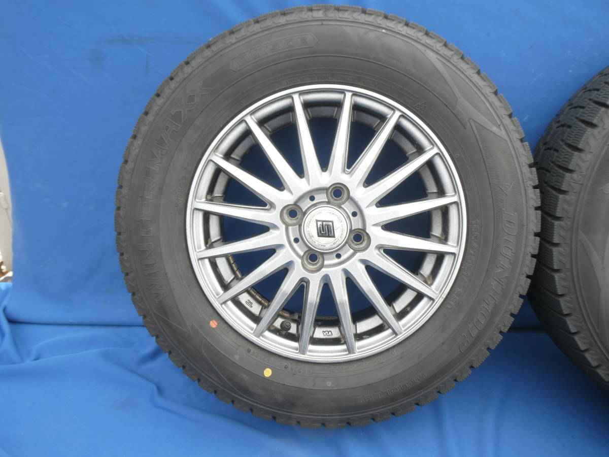 深溝♪ ダンロップ ウインターマックス WM02 185/70R14 14インチ 5.5J +50 4穴 PCD100 スタッドレス 21年製 フリード アクア すぐ履けます_画像2