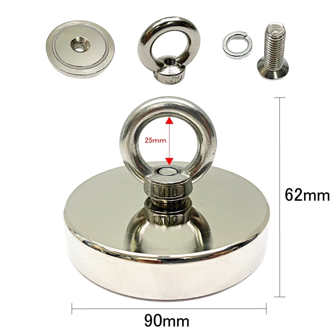 (A) 超強力 マグネットフック 磁石 90ｍｍ 耐荷重370kg ネオジム磁石 ステンレス マグネット フック 強力 磁力 防腐 防錆の画像4