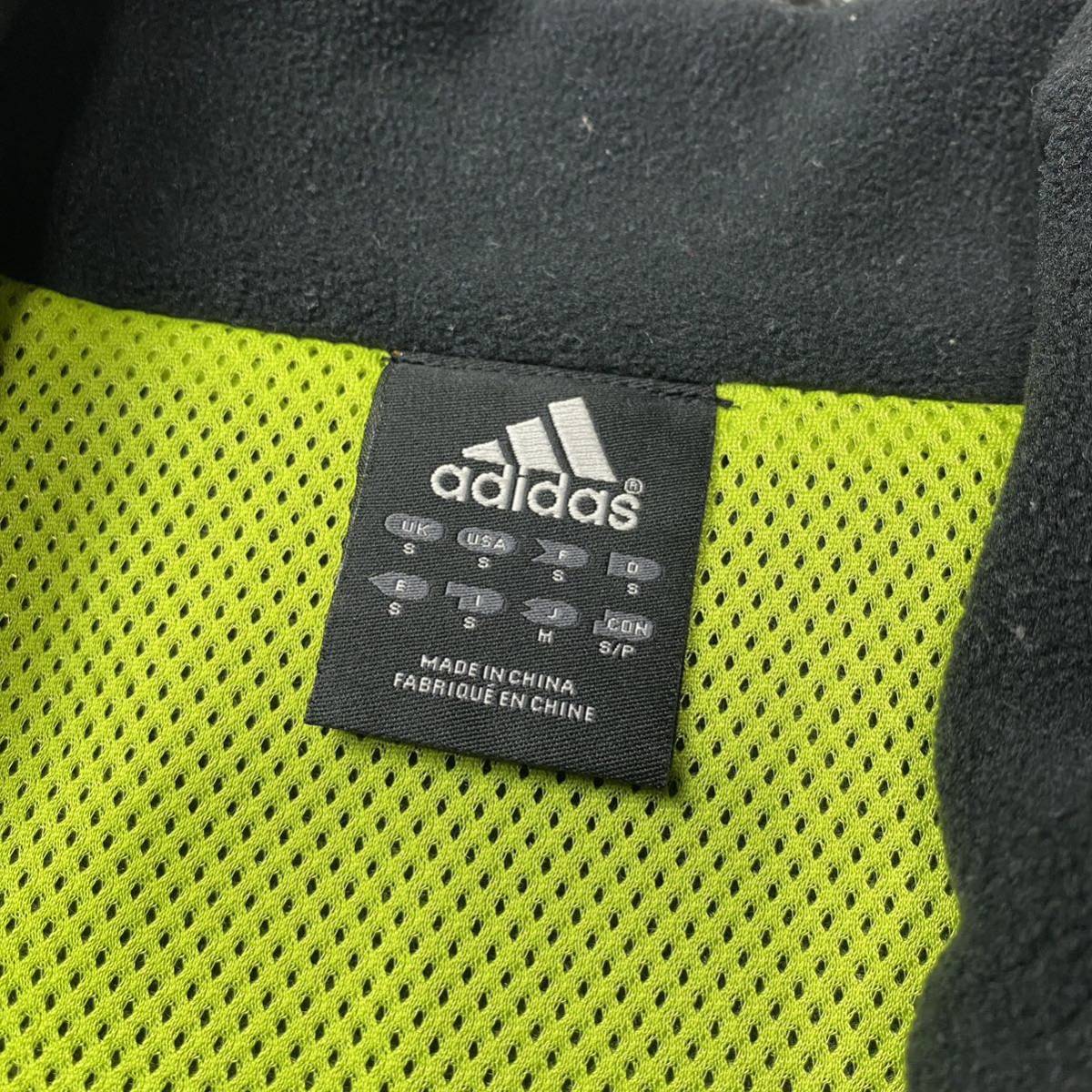 adidas アディダス フリースジャケット ブラック×グリーン M 異素材_画像6