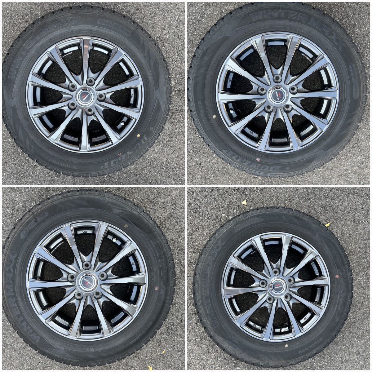 1円スタート　美品 良ミゾ ダンロップ ウィンターマックスWM02 195/65R15 6J+53 5H PCD114.3 4本セット ノア ヴォクシー ステップワゴン_画像5