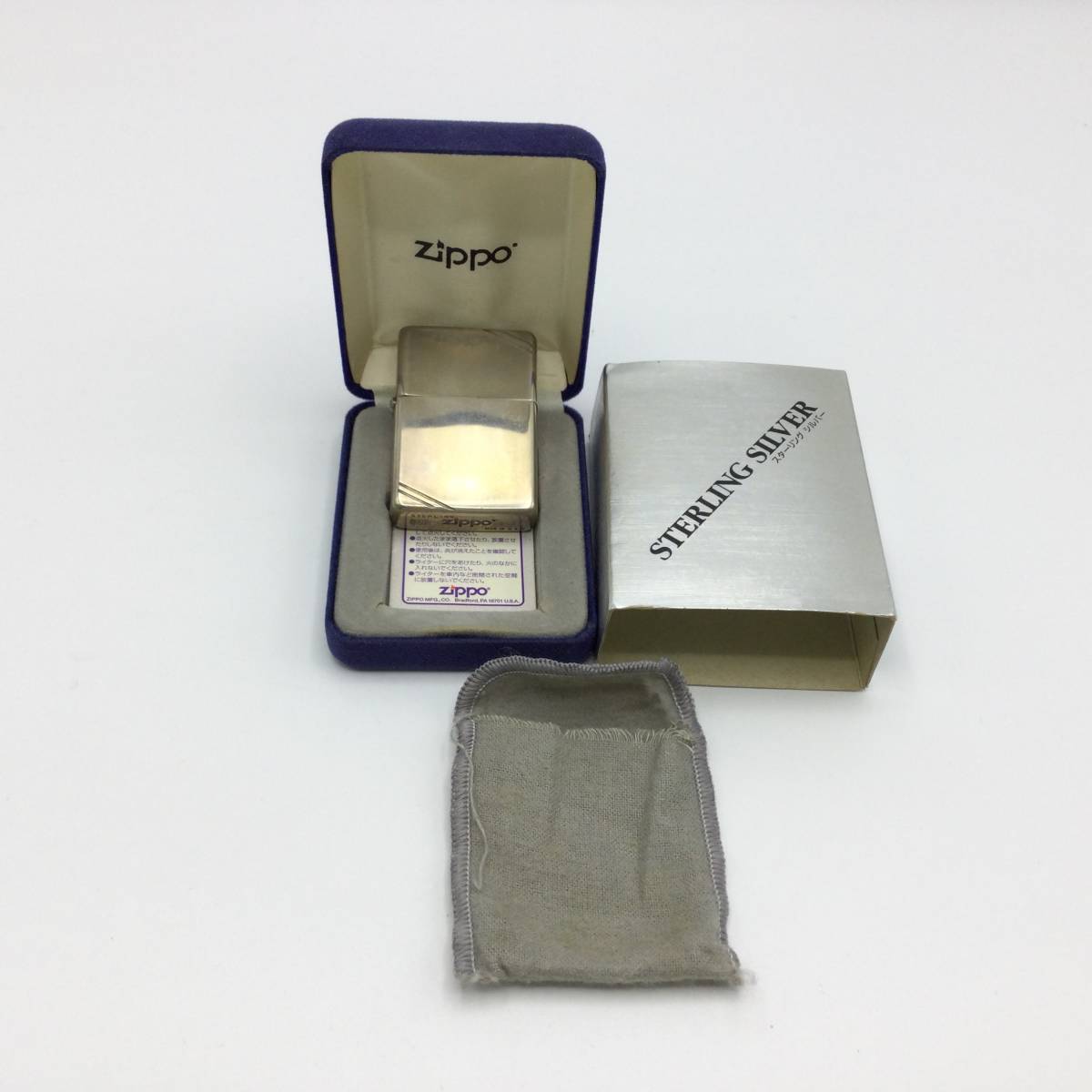 F22★【火花確認済み】ZIPPO ジッポー STERLING SILVER スターリング シルバー ダイアゴナルライン 喫煙グッズ 喫煙具 現状品 ★_画像1