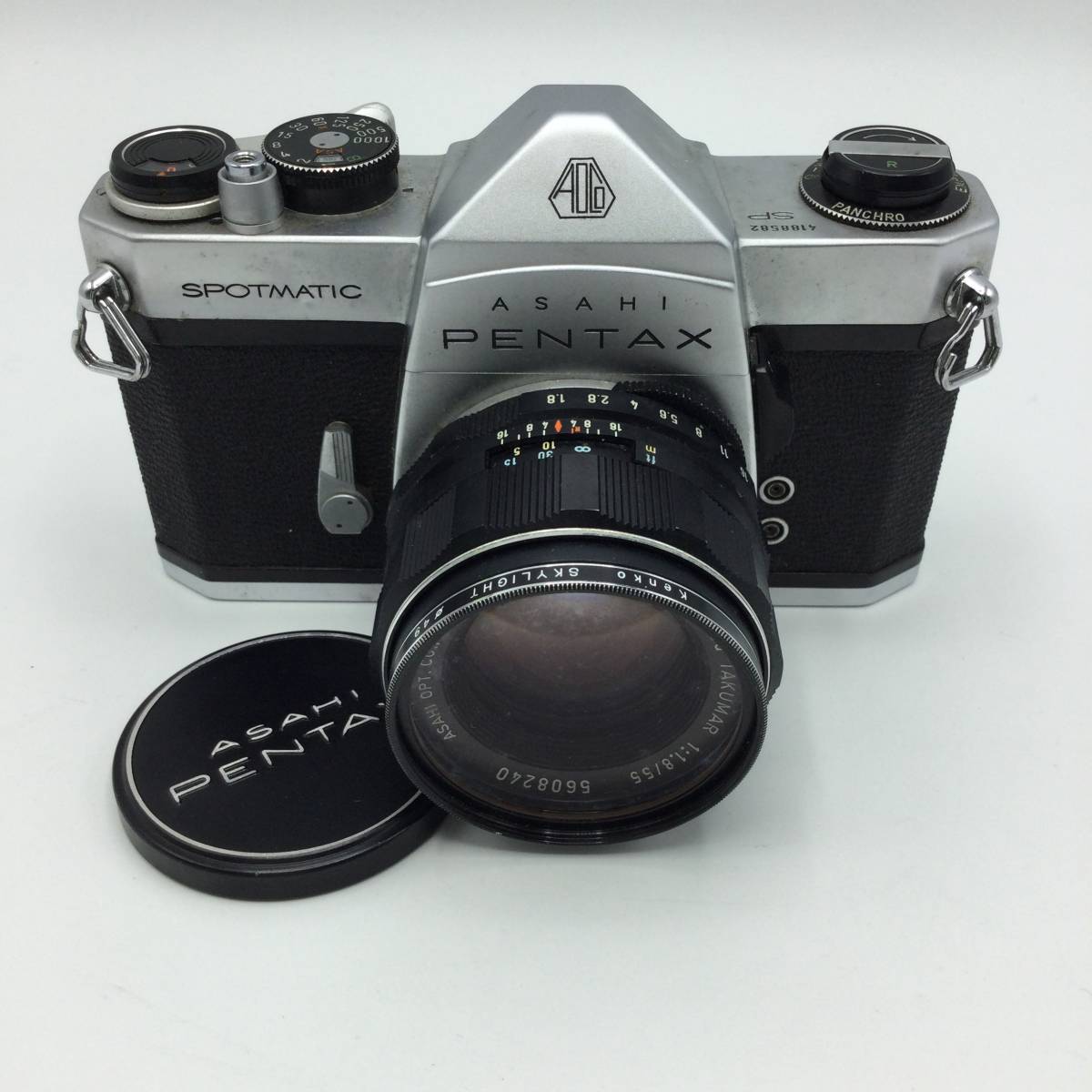 S74 ★ 【動作/精度未確認】ASAHI PENTAX SPOTMATIC アサヒペンタックス 一眼レフフィルムカメラ TAKUMAR 1:1.8/55 現状品 ジャンク品 ★_画像1