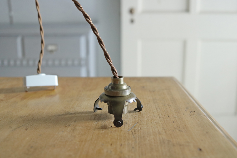 1920年代 フランス アンティーク 飴色 真鍮 ソケット ランプ 1-E*/吊り下げ 北欧 照明 陶器 磁器 イギリス カフェ レトロ アトリエ GT_画像4
