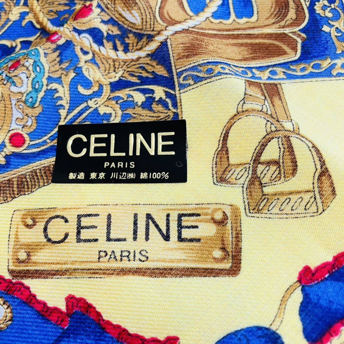 【人気柄】新品/CELINE/大判ハンカチ/正規品/綿100%/未使用/即決あり/匿名発送/セリーヌ/マカダム柄/ブランド/スカーフ/黄色/チャーム柄_画像4