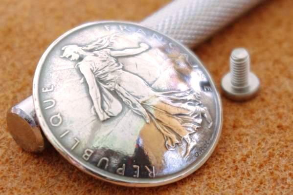 ◆コンチョ　フランス　銀貨　5フラン　シルバー　28.5mm ボタン_画像3
