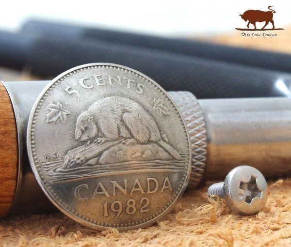 ◆コンチョ ネジ式　カナダ　5セント　ビーバー　20.5mm コイン ボタン_画像3