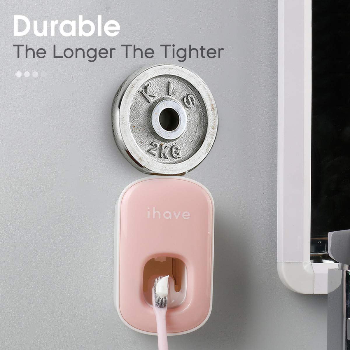 iHave 歯磨き粉ディスペンサー 壁に取り付け 浴室用 自動歯磨き粉絞り器 グレー