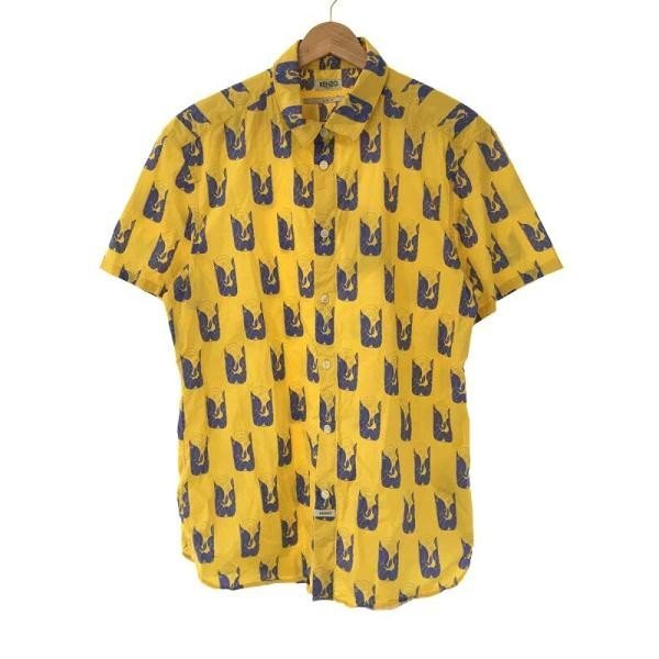 KENZO ケンゾー Shrimps Slim-Fit Shirt 総柄シャツ イエロー サイズ:L メンズ ITGW9PVJIJJ5
