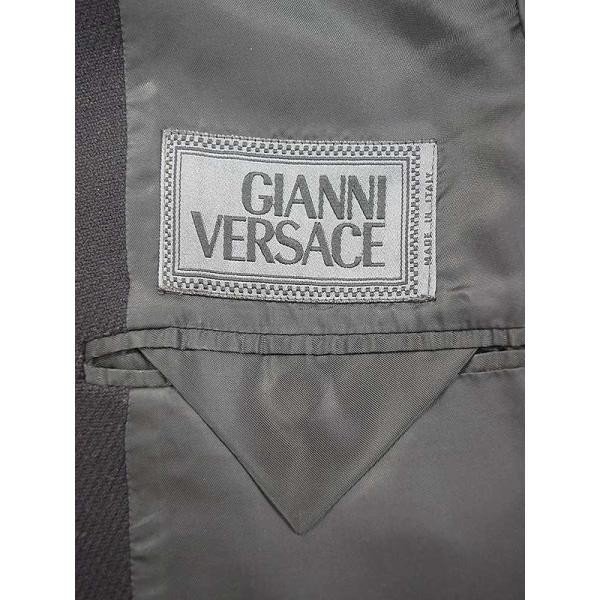 GIANNI VERSACE ジャンニ ヴェルサーチ カシミヤ混レザー切替ウールステンカラーコート ブラック メンズ ITWDLSY6XN4U_画像3