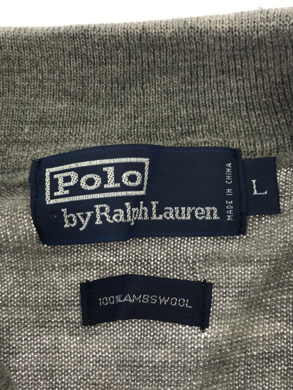 Polo by Ralph Lauren ポロ バイ ラルフ ローレン ポニー刺繍 ラムウールニットポロシャツ グレー L IT901MHLWQKE_画像3