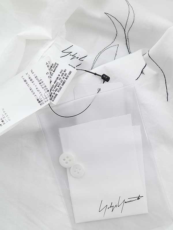 Yohji Yamamoto POUR HOMME ヨウジヤマモト プールオム 20SS 内田すずめ ステッチ刺繍ダブルカラーシャツ ホワイト 3 ITWTTAS8CXA0_画像3