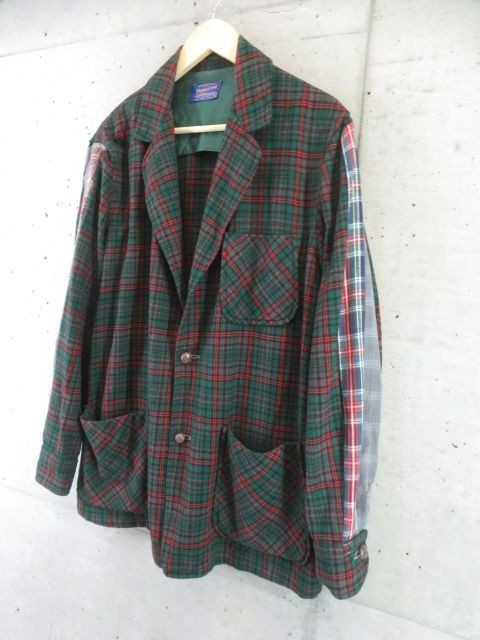 2021m14◆ヴィンテージ◆Pendleton ペンドルトン チェック柄 ウールジャケット M/ブレザー/ブルゾンシャツ/コート/ネイティブ/リメイク古着の画像2