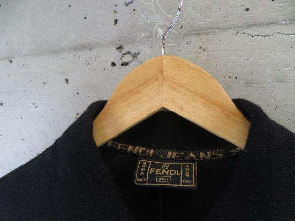 8221m7* Italy made *FENDI Fendi stretch wool knitted One-piece 42/ Zucca pattern / jacket / coat / shirt / blouse / cut and sewn 