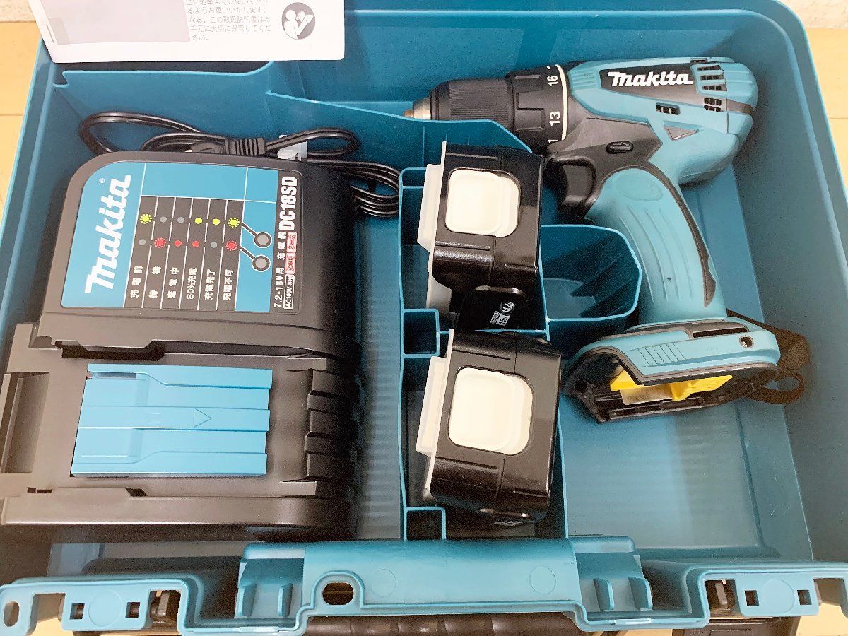 ★未使用展示品★マキタ makita 充電式ドライバドリル DF471DSHX 本体/ケース/充電器/1.5Ahバッテリー2個 14.4V フルセット 電動工具)倉b_画像2