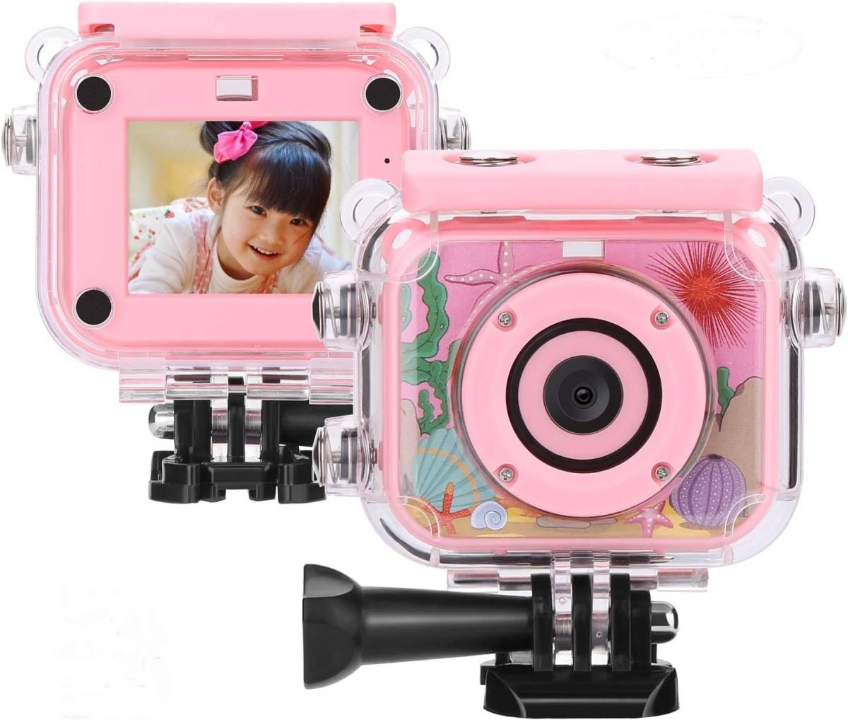 ピンク MYPIN キッズカメラ 子供用 デジタルカメラ トイカメラ 500万画素98FT 30M防水 おもちゃ 子供プレゼント _画像1