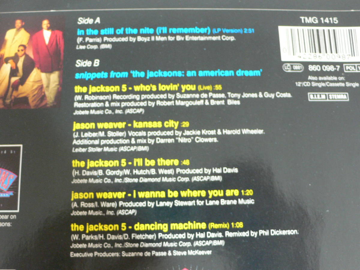 輸入盤☆Boyz Ⅱ Men/IN THE STILL OF THE NITE/ボーイズ・Ⅱ・メン/The Jackson 5/Jason weaver/シングル盤/レコード/EP/アカペラの画像3