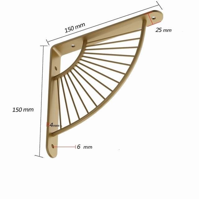 アイアンブラケット　棚受け金具 扇型 ゴールド　L字 DIY　ビス付き　15㎝　2点セット　_画像6