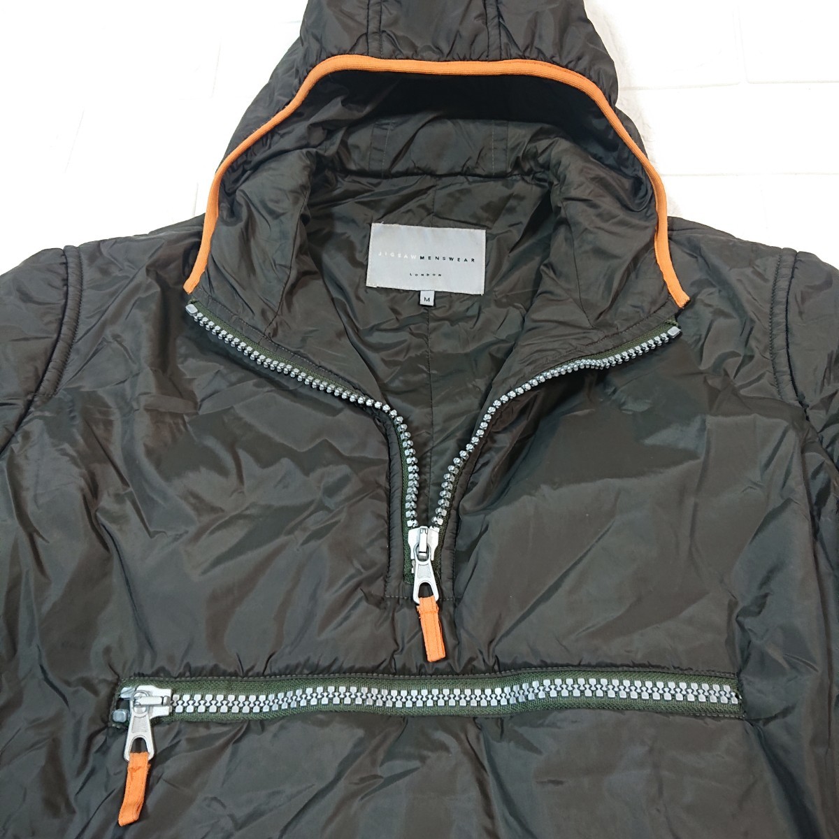 【イタリア製】90s JIGSAW MENSWEAR LONDON 英国 ジグソー 中綿 アノラック パーカー ジャケット Mサイズ カーキ insulation anorak jacket_画像4