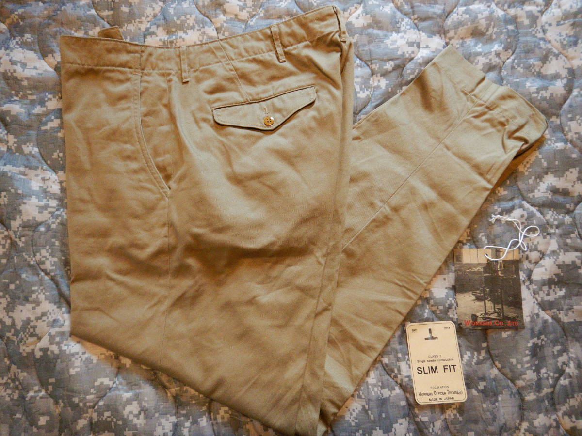 【美USED/送料込み！】ワーカーズ　Officer Trousers Slim Fit Type 2　カラー　USMC　KHAKI　 サイズ　３６
