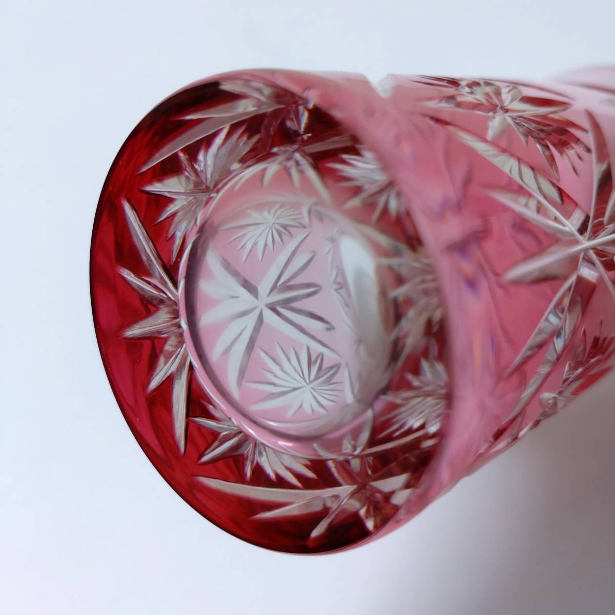【未使用】KAGAMI CRYSTAL　江戸切子　ペア　ビールグラス　青／赤　ペアグラス　カガミクリスタル　美品　ペア　グラス　コップ　酒_画像9