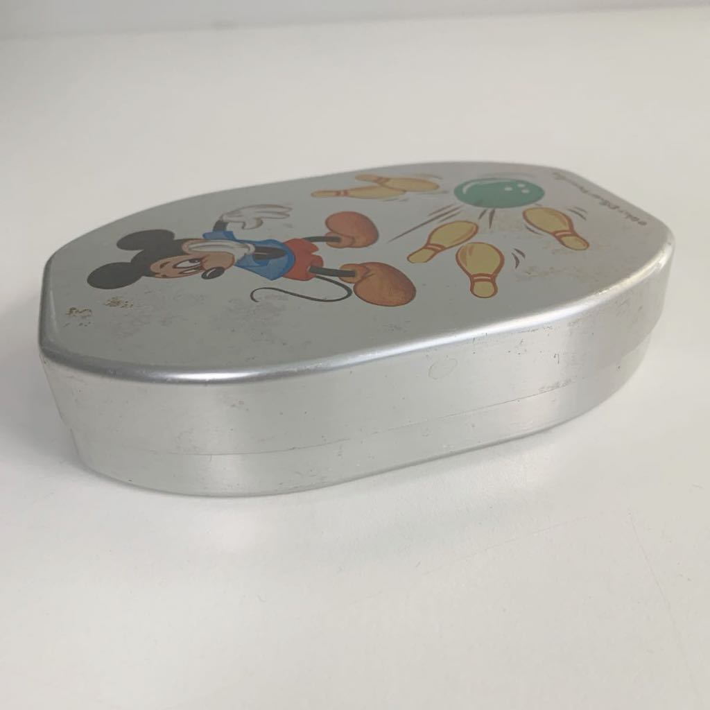  aluminium lunch box Tey nen Disney Mickey Mouse bowling cover attaching box box case storage Vintage retro old tool that time thing 