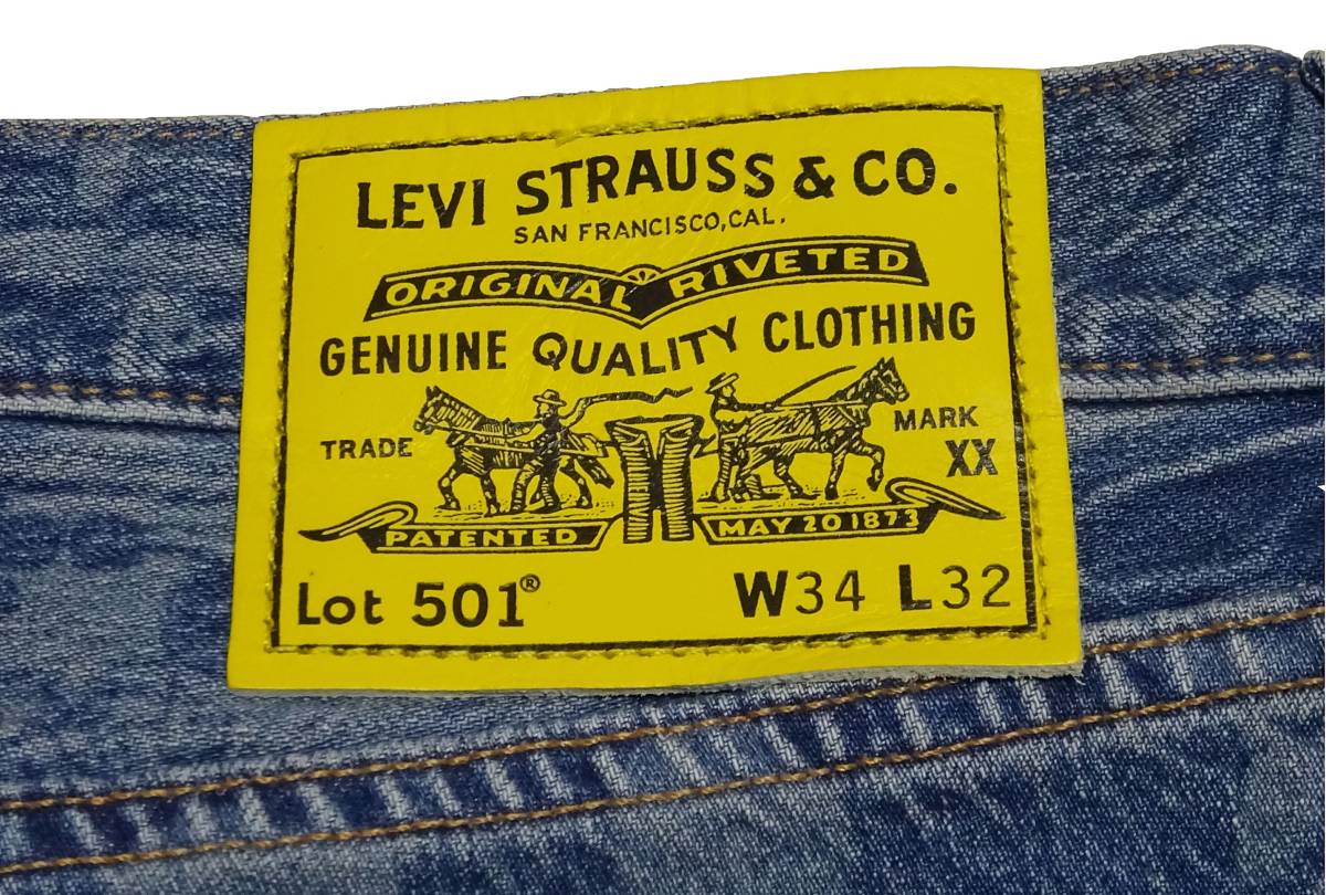 即決【Levi's】リーバイス501 約88cm PEANUTSコラボ スヌーピー アメカジ インディゴ ストレート 激レア 総柄_画像7