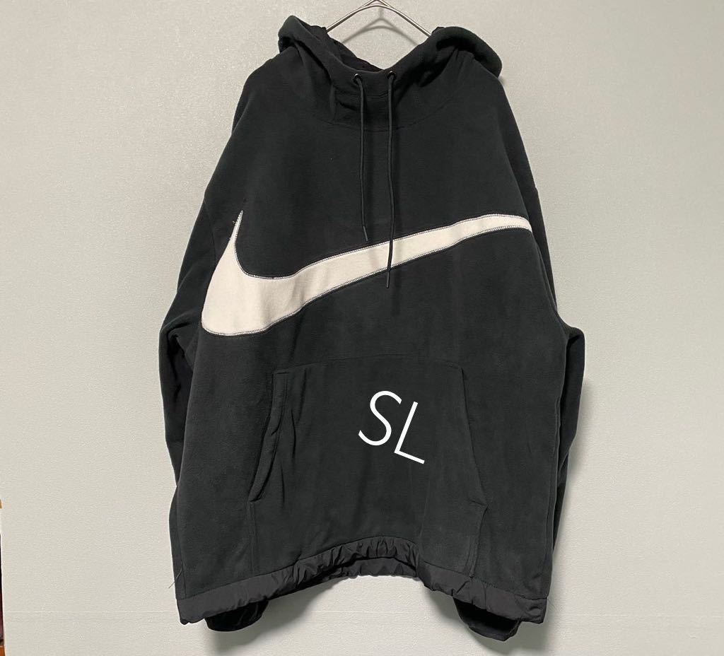 2XL 新品 NIKE ナイキ メンズ クラブ+ フリース ウィンタライズド フーディ ビッグスウッシュ パーカー プルオーバー 黒 ブラック_画像3