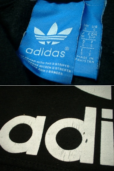 大人気adidas ORIGINALSビッグトレフォイルスウェットパーカーM黒ブラックx白ホワイト正規アディダスオリジナルス三ツ葉フーディトレーナー_画像3