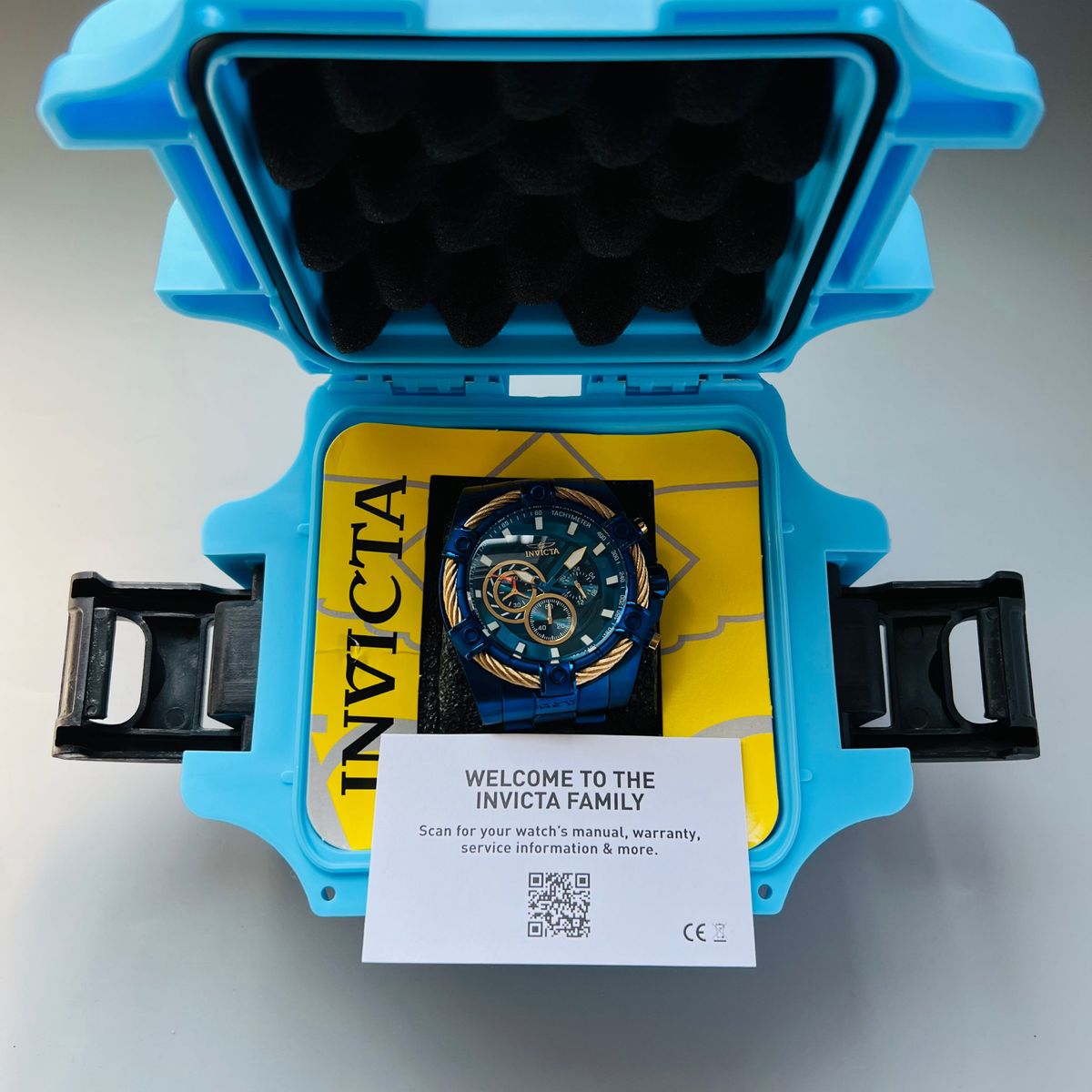 インビクタ ボルト 腕時計 メンズ ブルー 新品 クォーツ クロノグラフ 青 専用ケース付属 重量感 海外品 52mm