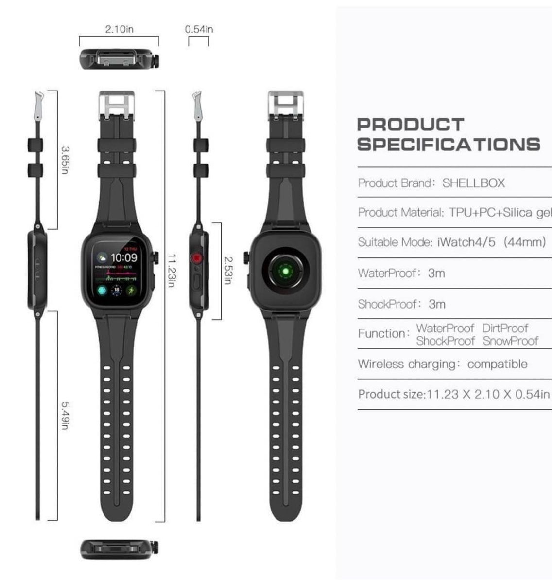 Applewatch カバーバンド ブラック 44mm 防水 保護