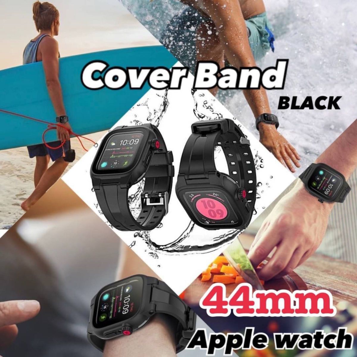 Applewatch カバーバンド ブラック 44mm 防水 保護