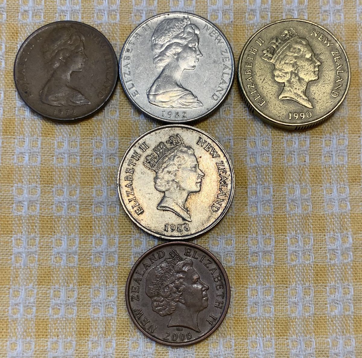 ● 【中古】ニュージーランド 　2、10セント、1ドル　硬貨計5枚　コイン_画像6