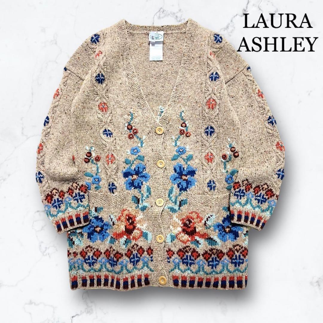 希少　LAURA ASHLEY　ローラアシュレイ　花柄刺繍カーディガン　ニット_画像1