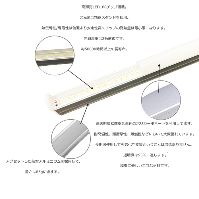 ★新品★LED蛍光灯器具T5 一体型 5本 40W形120cm 対応品 6500K 昼光色 照明 天井 高輝度 発光 省エネ 照明 ライト 工事必要 商品_画像3