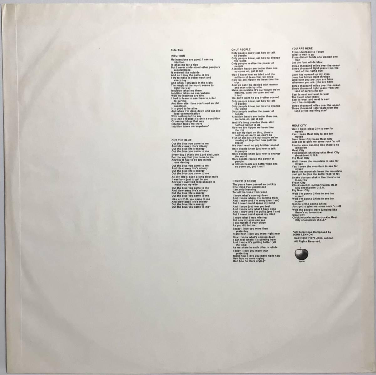 【日LP帯】 ジョンレノン JOHN LENNON ヌートピア宣言 MIND GAMES 1973 国内版 APPLE LPレコード EAP-80950 THE BEATLES ビートルズ 試聴済_画像7