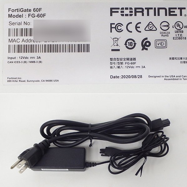 ＃現状品 ライセンス2026/04/04 Fortinet/フォーティネット Fortigate-60F FG-60F 初期化済_画像4